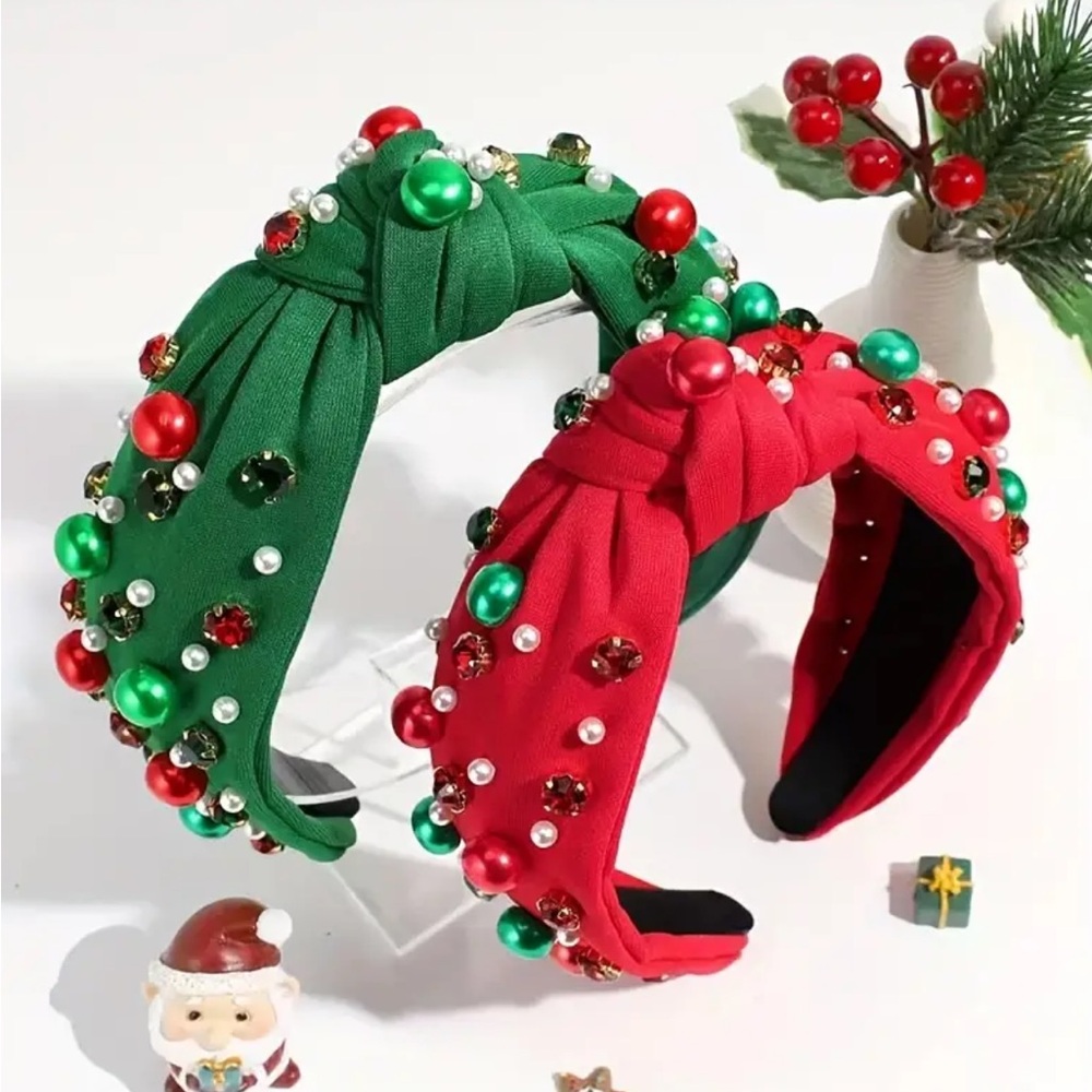 Christmas Headbands with Faux Pearls & Rhinestones